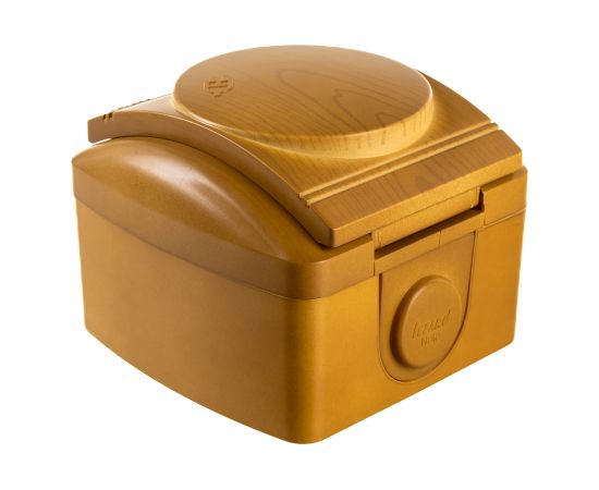 Розетка Lezard NATA с заземлением, с крышкой, керамика, ольха 710-0700-123 – изображение 4