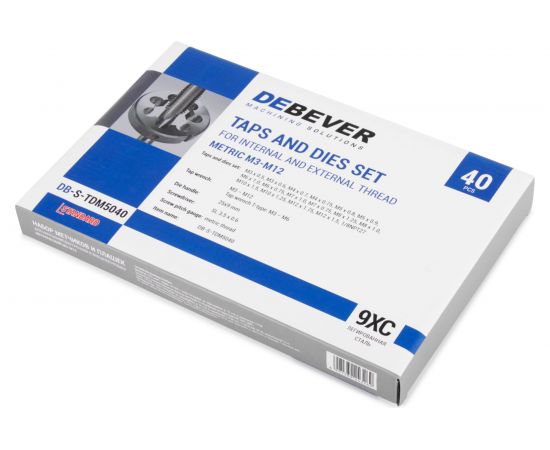 Набор метчиков и плашек DeBever М3-12, 40 предметов, метрическая резьба DB-S-TDM5040 – изображение 5