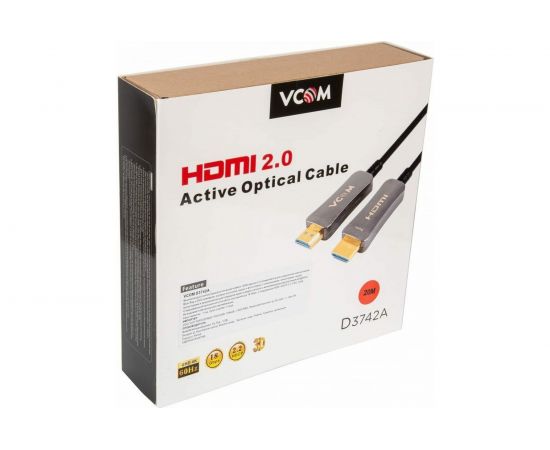 Активный оптический кабель VCOM HDMI 19M/M, ver. 2.0, 4K 60 Hz, 20m D3742A-20M – изображение 5
