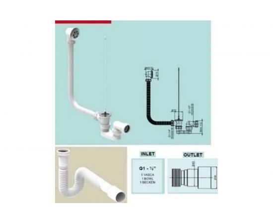 Сифон для ванной WISENT с гибким шлангом W890+3602 – изображение 6