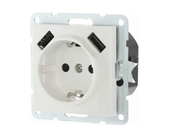 Розетка LK Studio с з/к + 2хUSB разъем, 2А белый 868004-1 