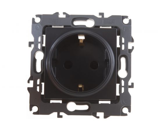 Розетка ЭРА 12-2102-05 2P+E Schuko со шторками, 16A-250В, IP20, антрацит Б0014691 