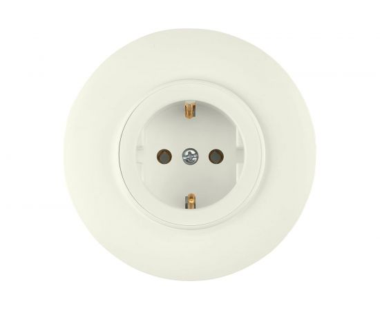 Розетка Bylectrica 1-местная, скрытая установка, с заземляющим контактом, диаметр 92 мм, серия ПРОВАНС круг, РС16-0402 бежевый 