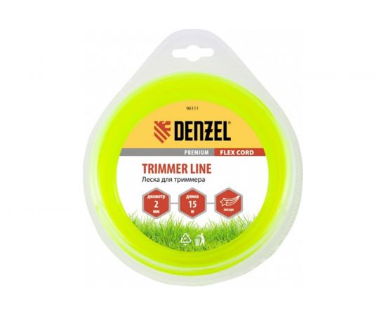 Леска для триммера звезда 2 мм х 15 м блистер FLEX CORD DENZEL 96111 