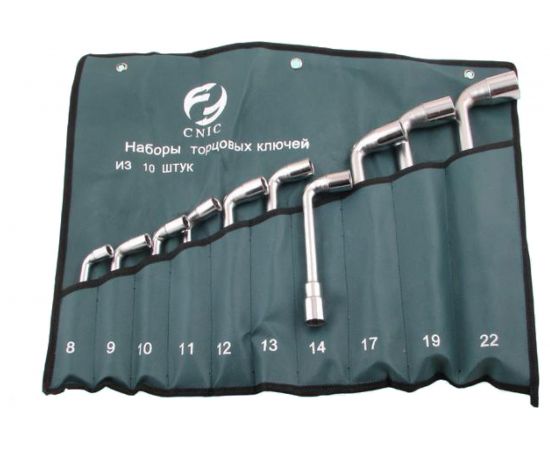 Набор ключей CNIC торцевых коленчатых 2-х сторонних из 10-ти шт. 8-22мм хром, в сумке 35153 