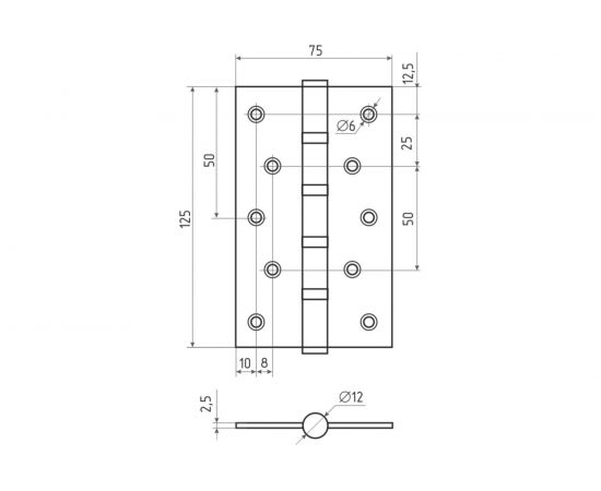 Петля универсальная НОРА-М STD 5""-4ВВ FНР-STD (черный, 125x75x2,5 мм) 18481 – изображение 2