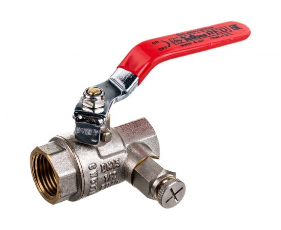 Шаровый кран Terma RED 1/2 внутренняя/внутренняя, ручка, с дренажем и воздухоотводчиком 31019 26119 – изображение 2