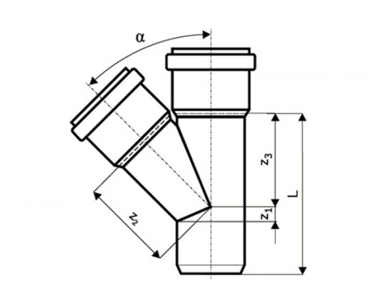 Тройник двухраструбный (87°) HTEA 32/32 Ostendorf 110400 – изображение 2