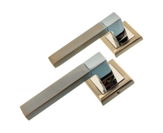 Дверная ручка RUCETTI RAP 16-S SN/CP, цвет-бел. никель/хром 9010467 – изображение 2