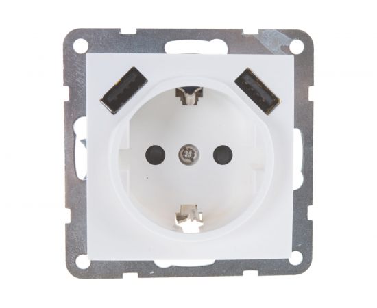 Розетка LK Studio с з/к + 2хUSB разъем, 2А белый 868004-1 – изображение 2