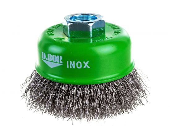 Щётка чашечная гофрированная (75 мм; М14; волнистая нержавеющая сталь SS0.30 мм; RPM 12500) для УШМ D.BOR D01-IS-075-M14-030 – изображение 2