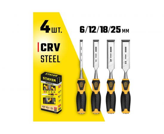 Набор стамесок-долот STAYER Hercules 4 шт. 18205-H4 – изображение 2