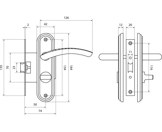 Защелка БУЛАТ ЗЩ1-Д01.05 (П) АЛЬФА (золото; правая; с фиксацией) 13949 – изображение 3