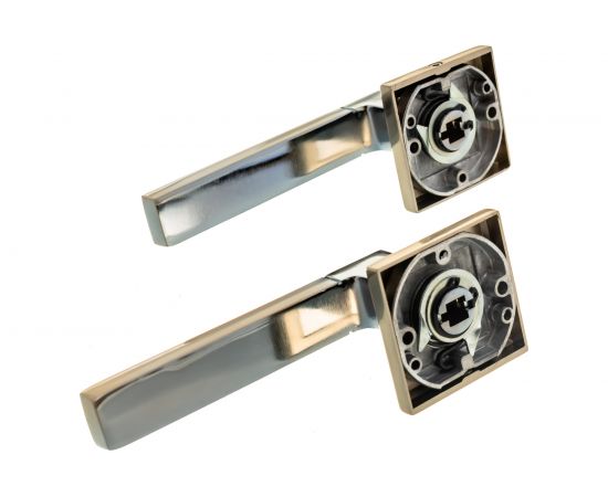 Дверная ручка RUCETTI RAP 16-S SN/CP, цвет-бел. никель/хром 9010467 – изображение 3