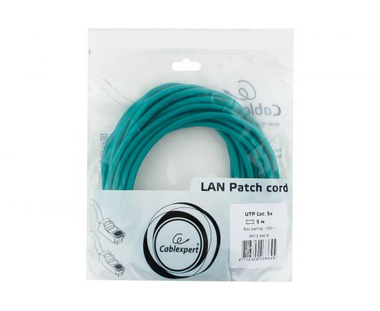 Многожильный патч-корд Cablexpert UTP кат.5e, 5м, литой, зелёный PP12-5M/G – изображение 3