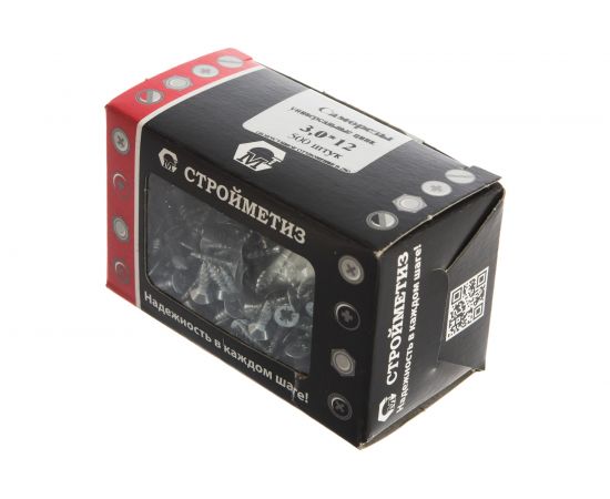 Саморез Стройметиз 3,0х12 универсальный, белый цинк уп. 500 шт. 2150223 – изображение 4