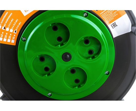 Электрический удлинитель на катушке SVET 50м/4 розетки без заземления (КГ 2x2,5), 16А УХ-16-4-50-К КГ 2x2,5 EV0451-5324 – изображение 4