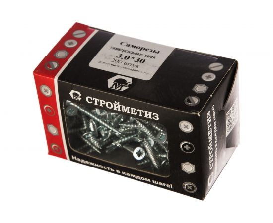 Саморез Стройметиз 3,0х30 универсальный, белый цинк уп. 200 шт. 2150263 – изображение 2