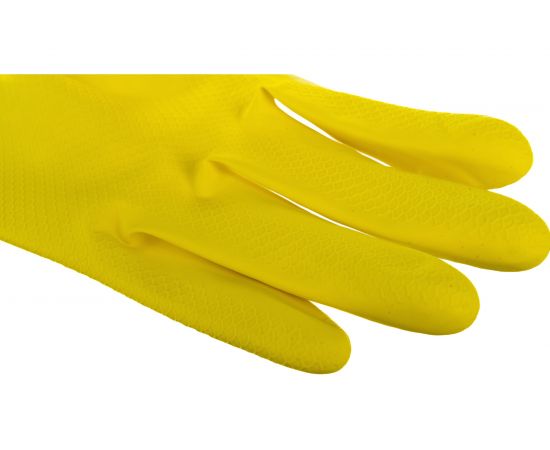 Хозяйственные латексные перчатки ЛАЙМА Стандарт, с х/б напылением, размер М 600353 – изображение 3