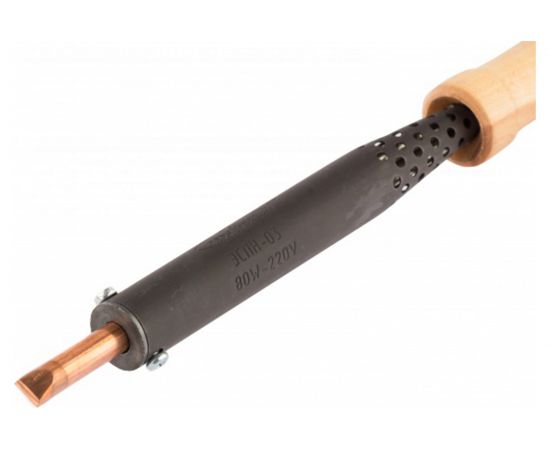 Электрический паяльник СИБРТЕХ ЭПСН-03-80/220 деревянная ручка Россия 91310 – изображение 3