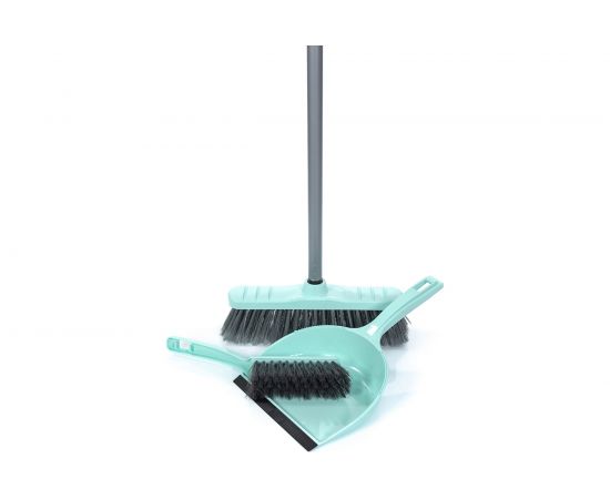 Набор для сухой уборки InLoran совок+щетка+метла, щетка с длинной ручкой 110см, мятный MSO-108TF – изображение 4