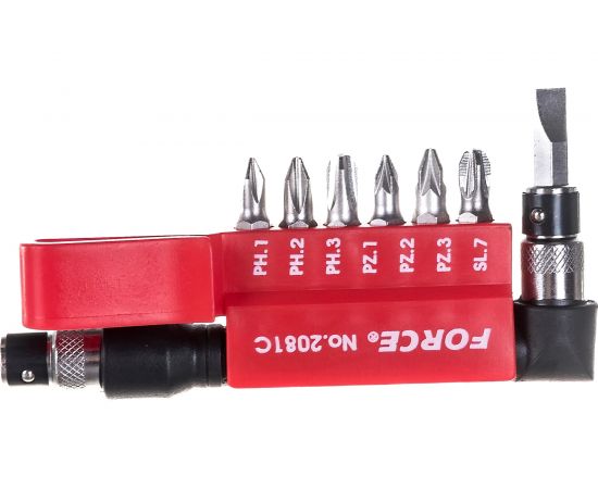 Г-образная отвертка с комплектом бит FORCE 2081C 