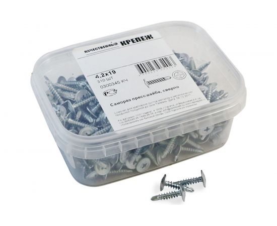Прессшайба Качественный КРЕПЕЖ 4.2х19 мм, сверло, 310 шт 0300345 КЧ 