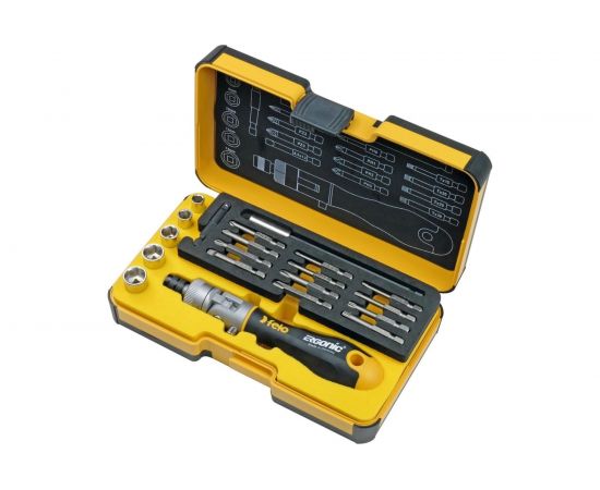 Набор бит и головок Felo SL/PH/PZ/Tx, с поворотной трещоткой Ergonic K, в кейсе, 20 шт 06072006 