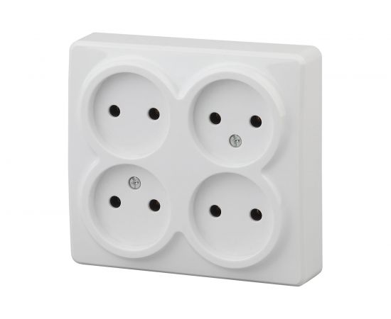 Розетка ЭРА Эксперт 11-2210-01 4х2P, 16АХ-250В, ОУ, белый Б0020706 