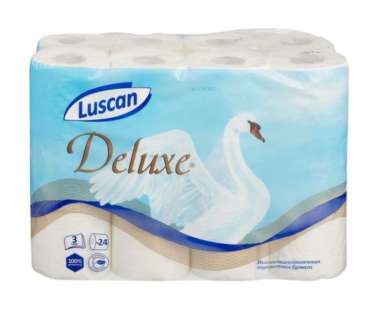 Туалетная бумага Luscan Deluxe 3 слоя, белая, 24 рулона 865672 