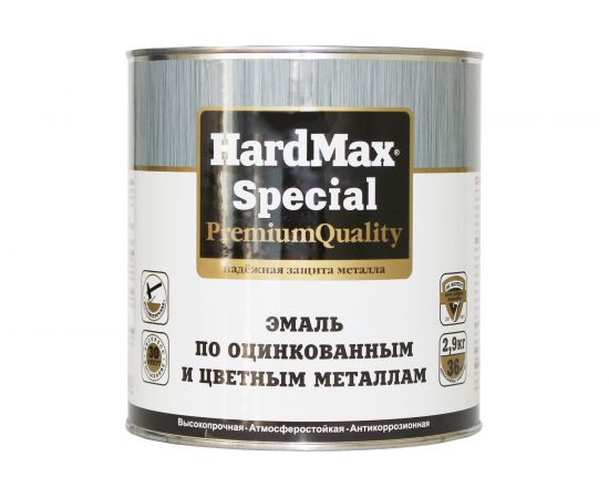 Эмаль по оцинкованным и цветным металлам HardMax RAL 7040 серый, банка 2.9 кг 4690417070886 