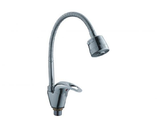 Смеситель для кухни LEDEME картридж диаметр 40 мм, с гибким изливом, с гайкой, силумин L4302-B 806698 