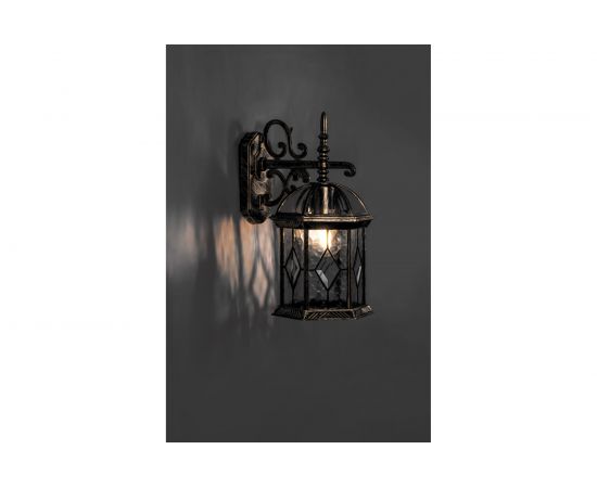 Садово-парковый светильник, шестигранный на стену вниз 60W E27 230V, черное золото Feron PL131 11335 – изображение 2