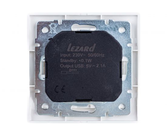 Розетка Lezard MIRA с заземлением + USB разъём, белый 701-0202-181 – изображение 2