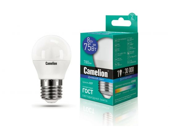 Светодиодная лампа Camelion LED8-G45/865/E27 8Вт 220В 13373 – изображение 2