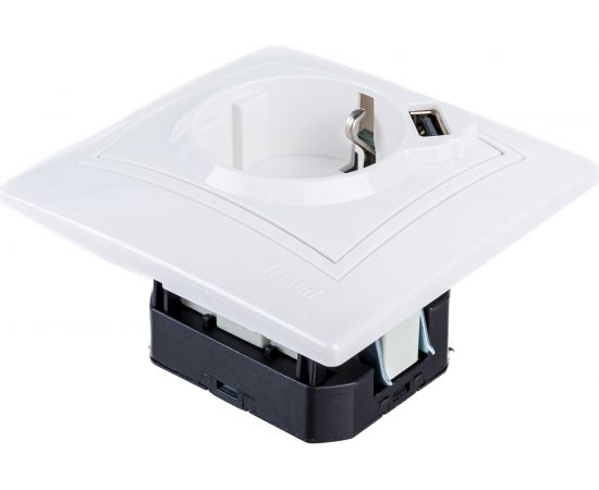 Розетка Lezard MIRA с заземлением + USB разъём, белый 701-0202-181 – изображение 3