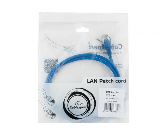 Патч-корд Cablexpert UTP PP12-1M/B кат.5e, 1м, литой, многожильный синий PP12-1M/B – изображение 3