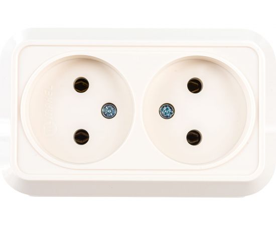 Двойная розетка без заземления, кремовая Makel 45217 