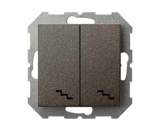 Проходной двухклавишный выключатель LIREGUS Эпсилон IP6+6 10-001-01 E/J антрацит, без рамки 28-109 