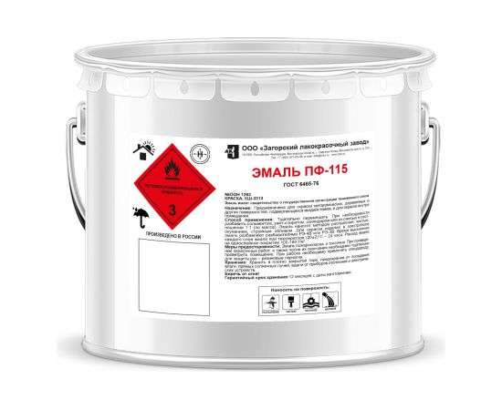 Эмаль ЗАГОРСКИЙ ЛАКОКРАСОЧНЫЙ ЗАВОД ПФ-115 желтая, 10 кг ZLK05376 