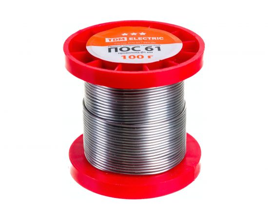 Припой ПОС 61 проволока серия ""Алмаз"" (1 мм, 100 г, ГОСТ 21931-76, катушка) TDM SQ1025-0313 