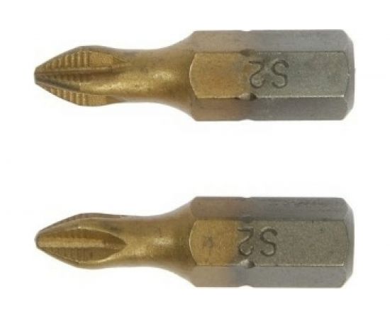 Биты намагниченные (2 шт; сталь S2; 58-60 HRC; TiN; PH1х25 мм) TUNDRA 1414800 