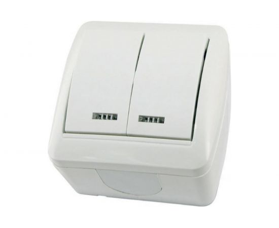 2-клавишный выключатель TDM открытой установки с подсветкой IP44 10А белый "Селигер" SQ1818-0004 – изображение 2