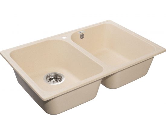 Мойка GRANFEST QUARZ 2 чаши, 740х480 мм, бежевый 15 бежевый – изображение 2