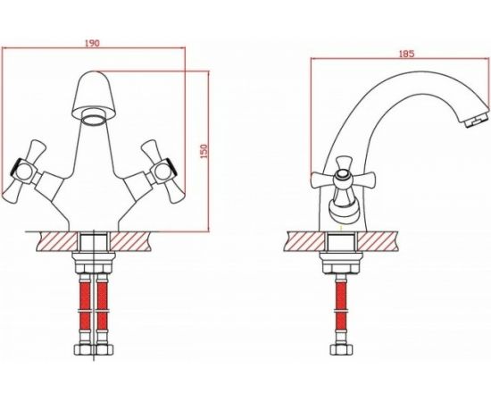 Смеситель для умывальника Zollen Rostock короткий излив, 1 шпилька RO53421011 448036 – изображение 2