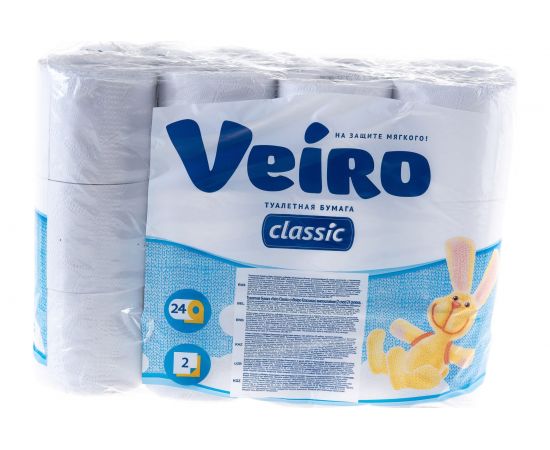 Бумага туалетная бытовая VEIRO Classic спайка 24 шт, 2-х слойная, белая 5с224 127072 – изображение 2