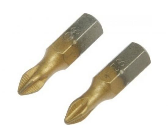 Биты намагниченные (2 шт; сталь S2; 58-60 HRC; TiN; PH1х25 мм) TUNDRA 1414800 – изображение 2