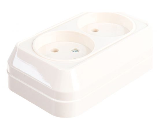 Двойная розетка без заземления, кремовая Makel 45217 – изображение 3