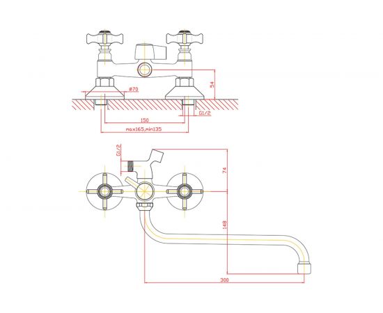 Универсальный смеситель для ванны Agger Retro-X хром A1722200 – изображение 6
