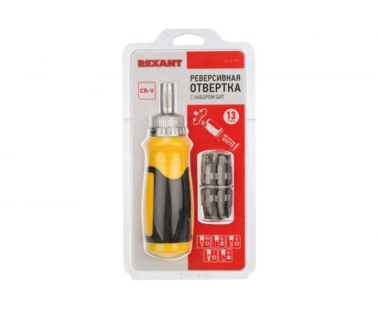 Реверсивная отвертка с набором бит REXANT 13 предметов 12-4778 – изображение 9